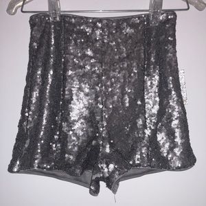Forever 21 Sparkly Silver Shorts
